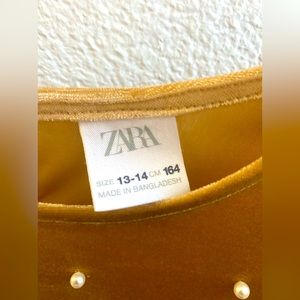 Zara girls velvet with pearls blouse size 13-14 cm164